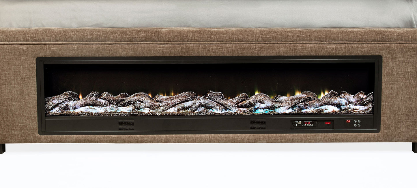 Senna Upholstered  Audio Flame Visualizer Bed Brown