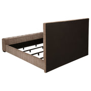 Cama Senna tapizada con visualizador de llamas y audio, color marrón