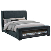 Cama Preston tapizada con visualizador de llamas y audio, color azul