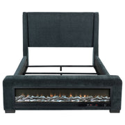 Cama Preston tapizada con visualizador de llamas y audio, color azul