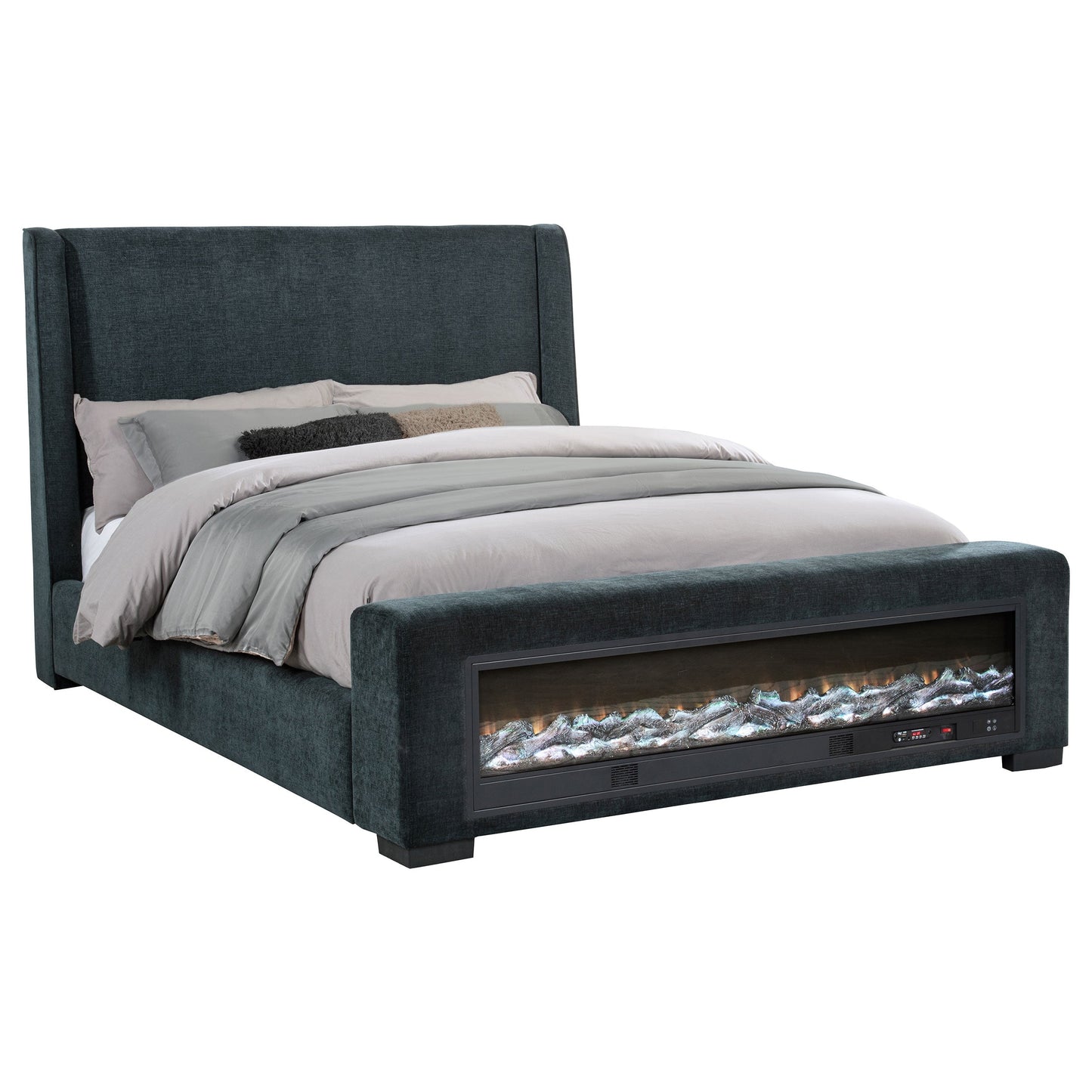Preston Upholstered  Audio Flame Visualizer Bed Blue