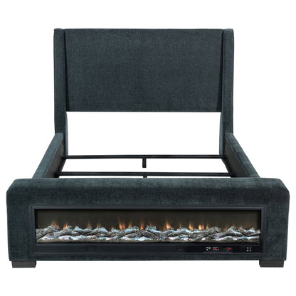 Preston Upholstered  Audio Flame Visualizer Bed Blue