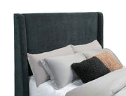 Cama Preston tapizada con visualizador de llamas y audio, color azul