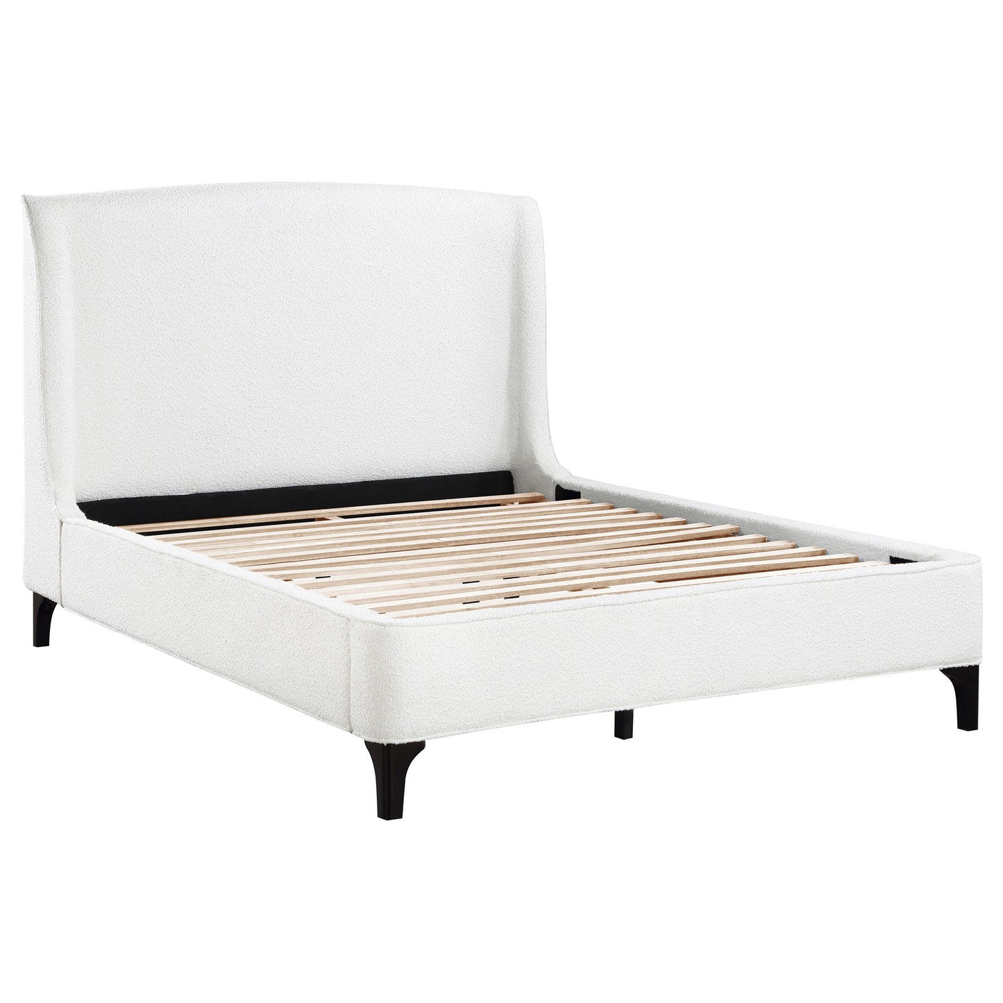 Cama Mosby tapizada con respaldo alto, color gris