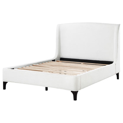 Cama Mosby tapizada con respaldo alto, color gris