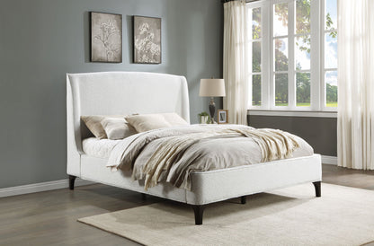 Cama Mosby tapizada con respaldo alto, color gris