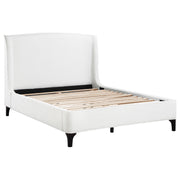 Cama Mosby tapizada con respaldo alto, color gris