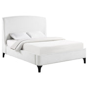 Cama Mosby tapizada con respaldo alto, color gris