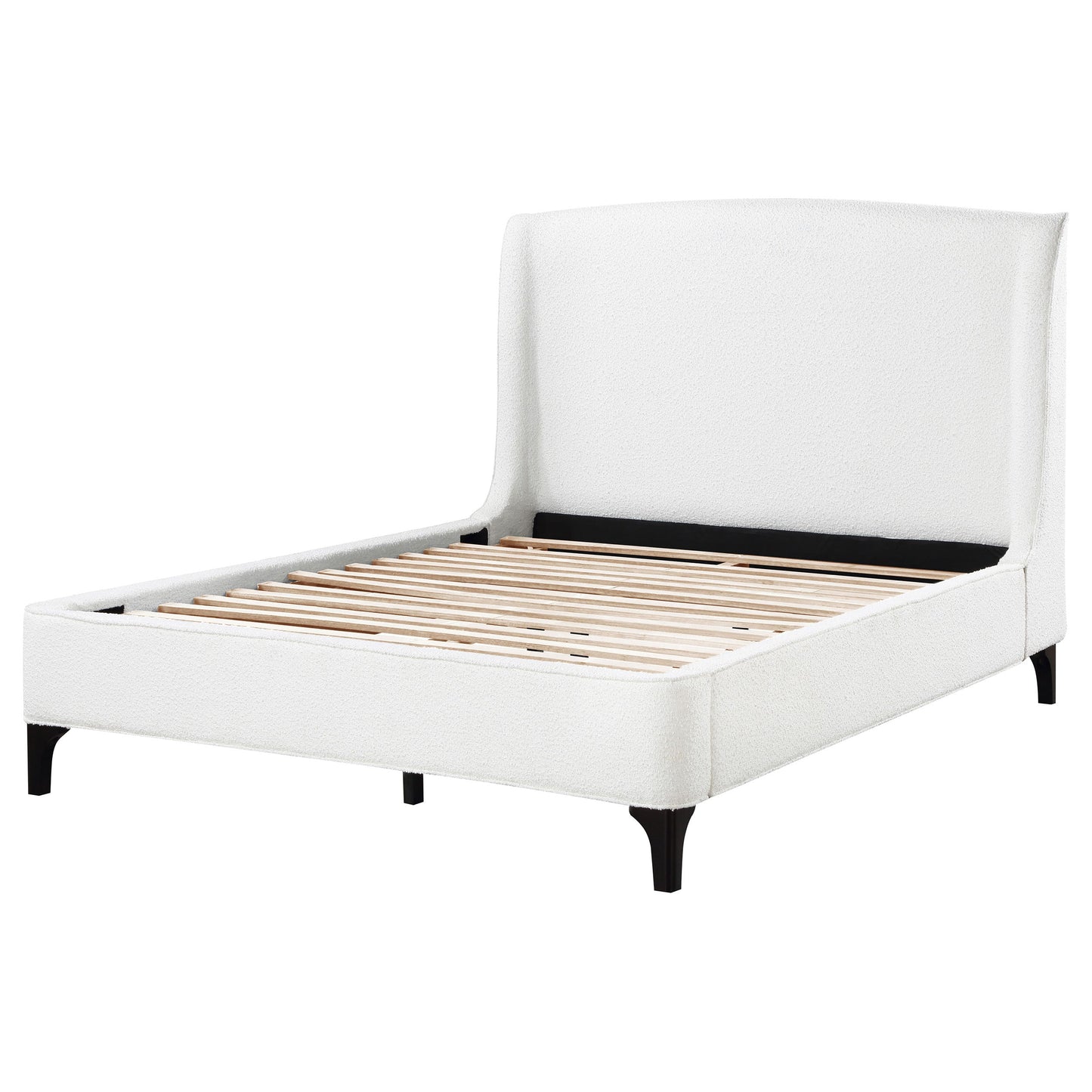 Cama Mosby tapizada con respaldo alto, color gris