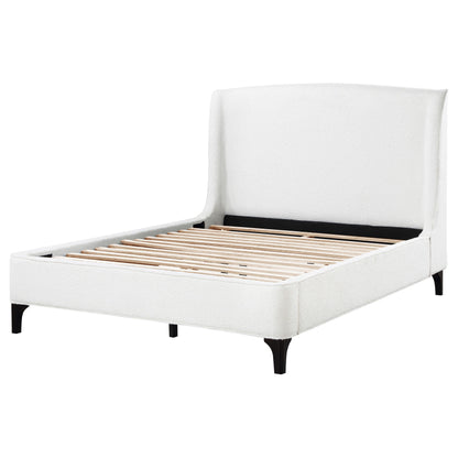 Cama Mosby tapizada con respaldo alto, color gris