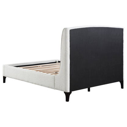 Cama Mosby tapizada con respaldo alto, color gris