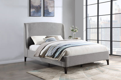 Cama Mosby tapizada con respaldo alto, color gris