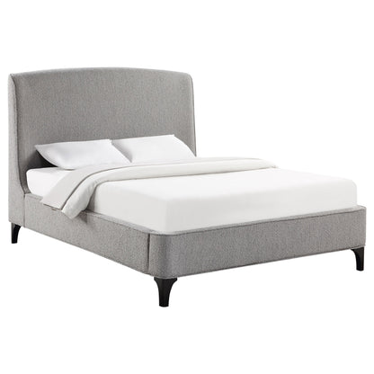 Cama Mosby tapizada con respaldo alto, color gris