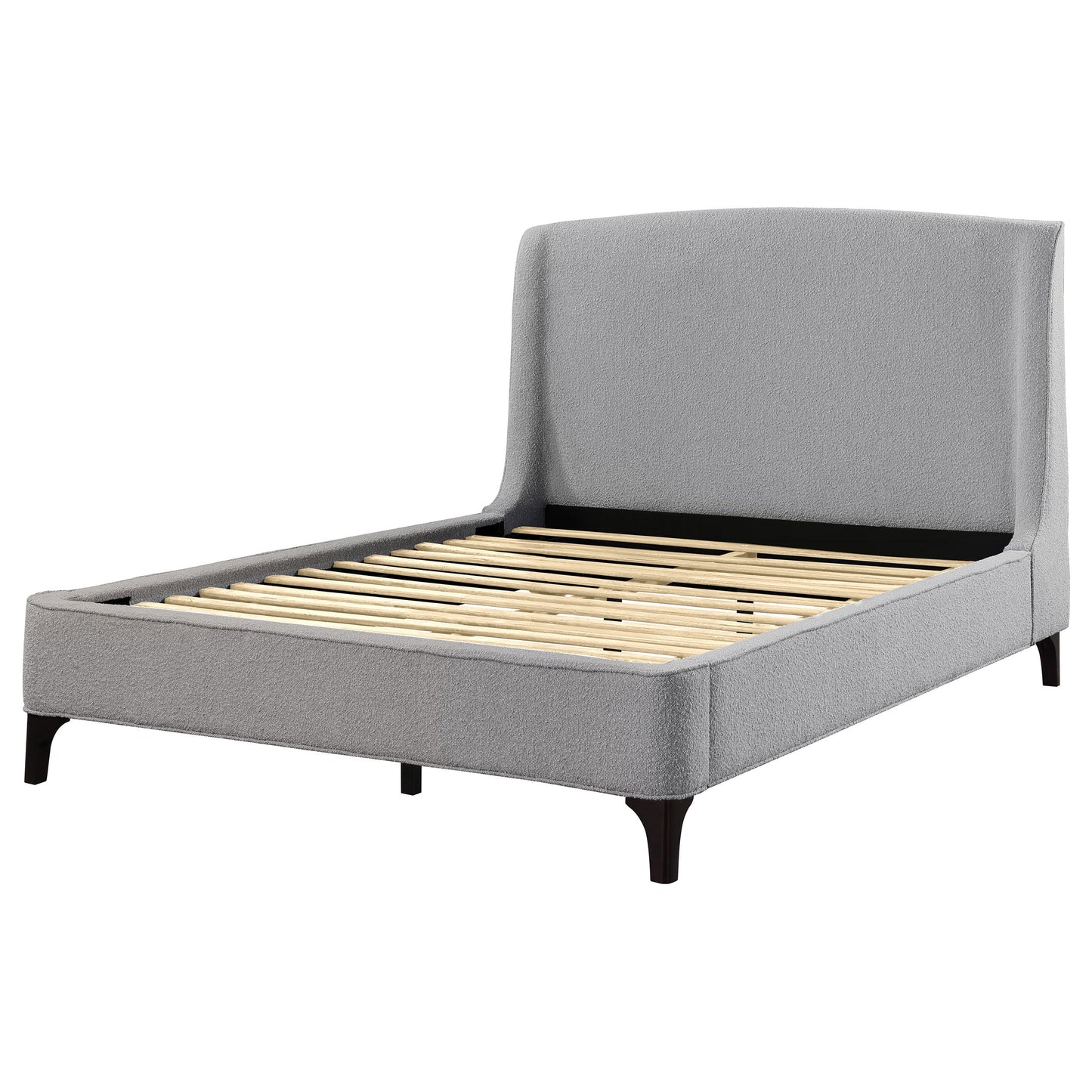 Cama Mosby tapizada con respaldo alto, color gris