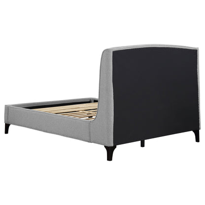 Cama Mosby tapizada con respaldo alto, color gris