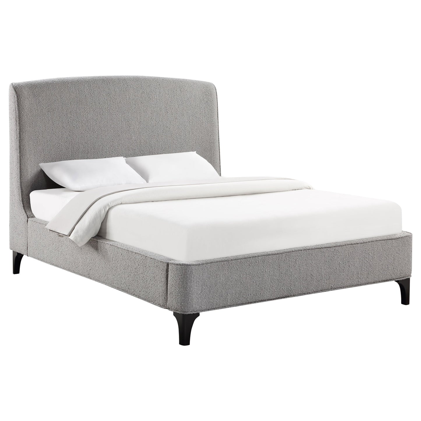 Cama Mosby tapizada con respaldo alto, color gris