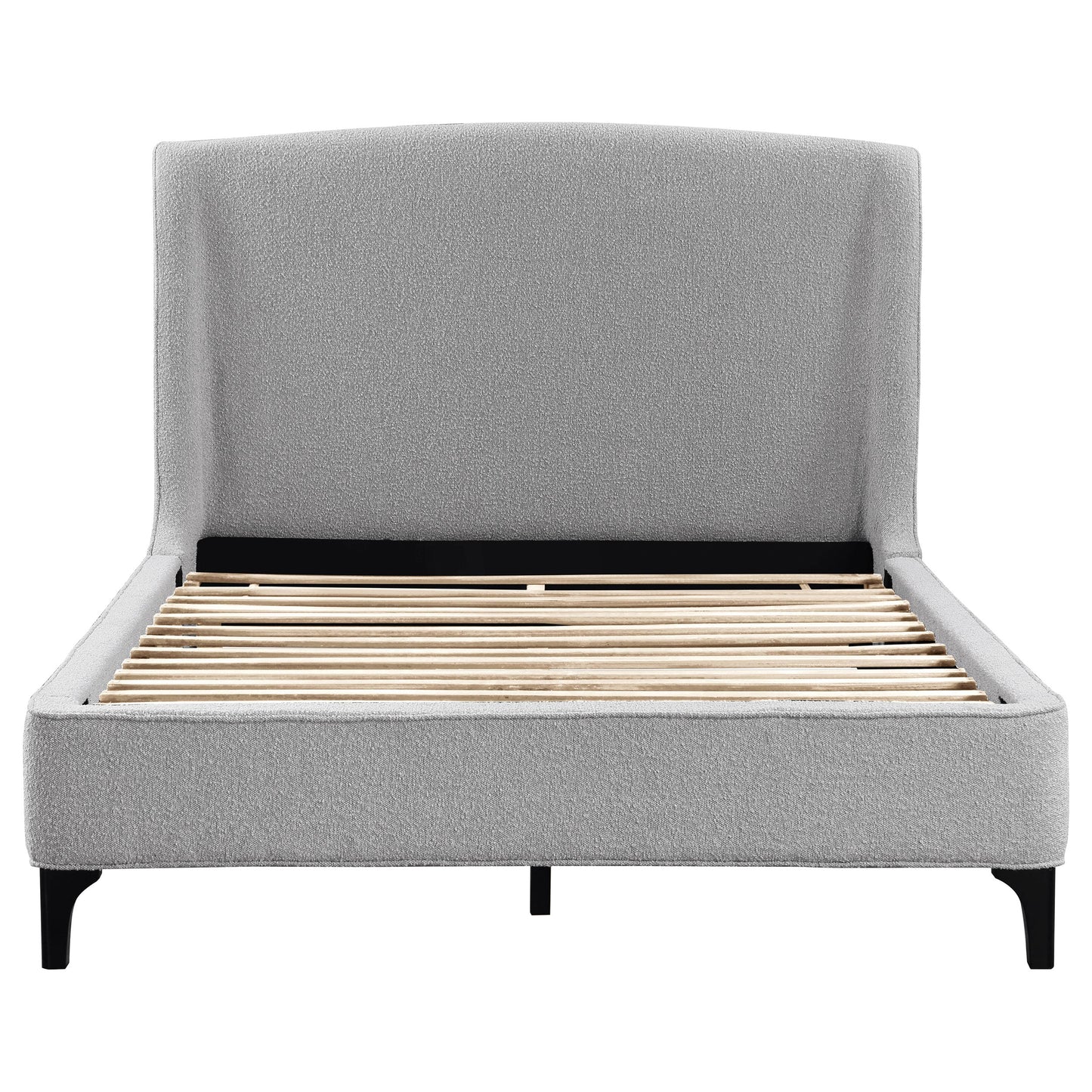 Cama Mosby tapizada con respaldo alto, color gris