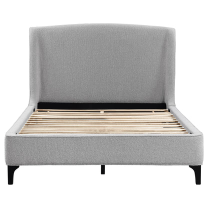 Cama Mosby tapizada con respaldo alto, color gris