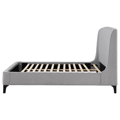 Cama Mosby tapizada con respaldo alto, color gris