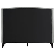 Cama Mosby tapizada con respaldo alto, color gris