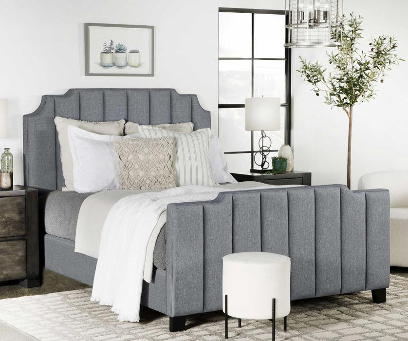 Fiona Upholstered Light Grey Panel Bed