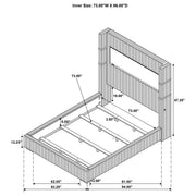 Cama Tisdall tapizada con visualizador de llamas