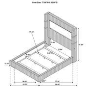 Cama Tisdall tapizada con visualizador de llamas