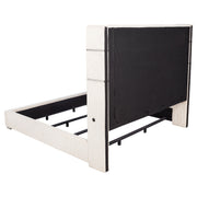 Cama Tisdall tapizada con visualizador de llamas