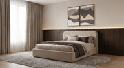 Anders Upholstered Queen Storage Lift Platform Bed Beige