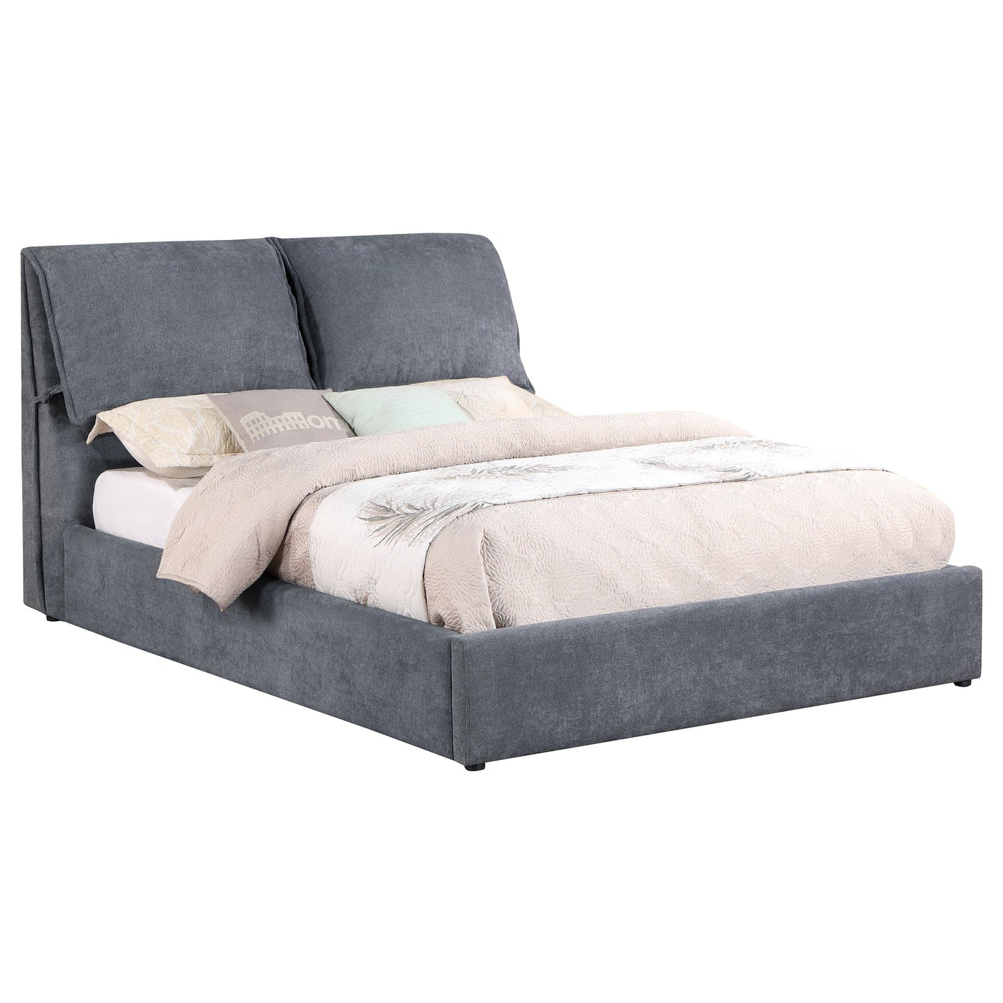 Cama tapizada Laurel en gris oscuro