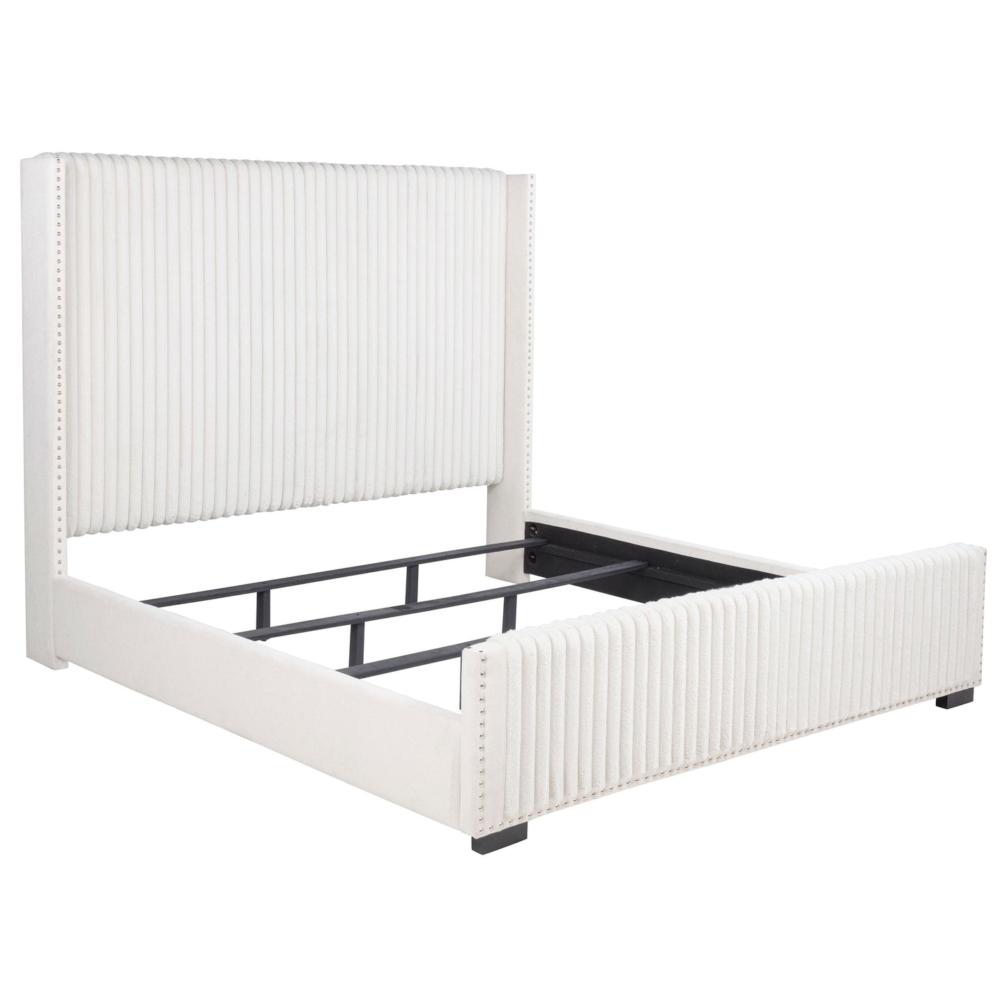 Cama tapizada Natasha de 65 pulgadas color crema