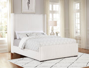Cama tapizada Natasha de 65 pulgadas con respaldo alto, color crema