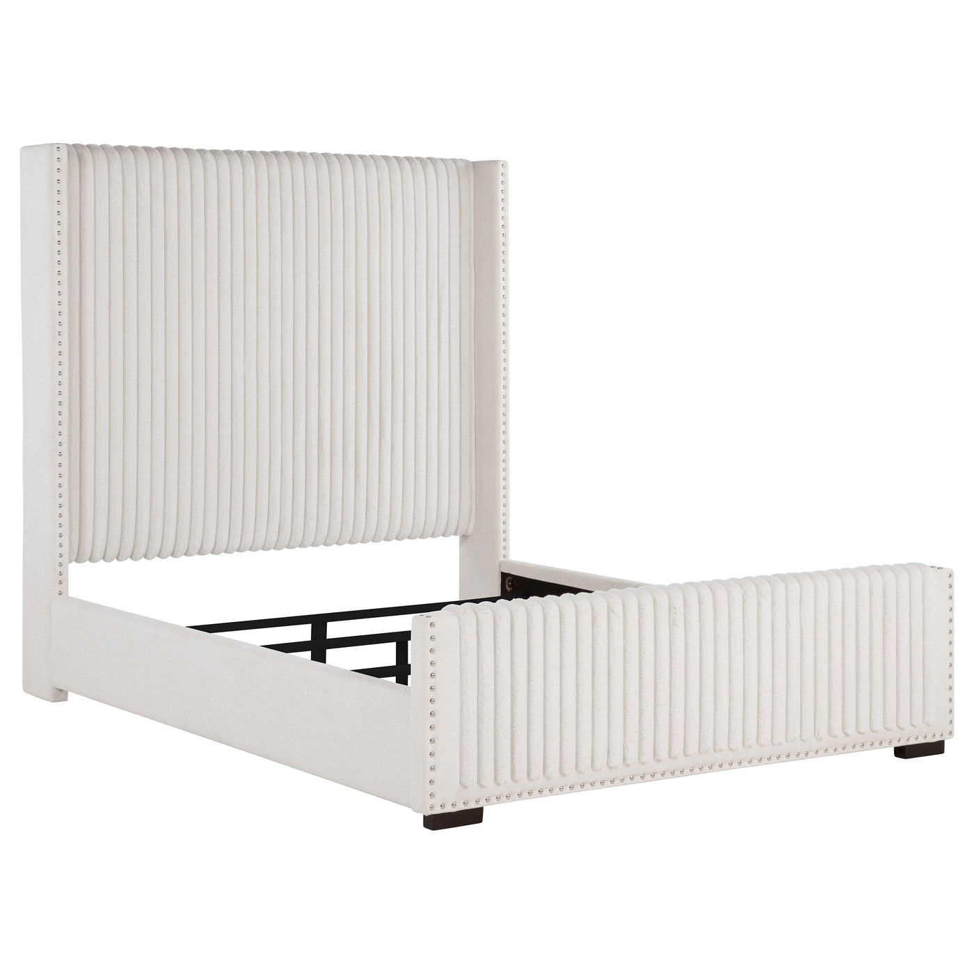Cama tapizada Natasha de 65 pulgadas con respaldo alto, color crema
