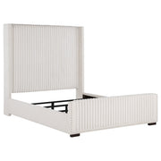Cama tapizada Natasha de 65 pulgadas con respaldo alto, color crema