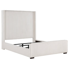 Cama tapizada Natasha de 65 pulgadas con respaldo alto, color crema