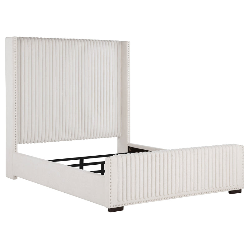 Cama tapizada Natasha de 65 pulgadas con respaldo alto, color crema