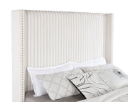Cama tapizada Natasha de 65 pulgadas con respaldo alto, color crema