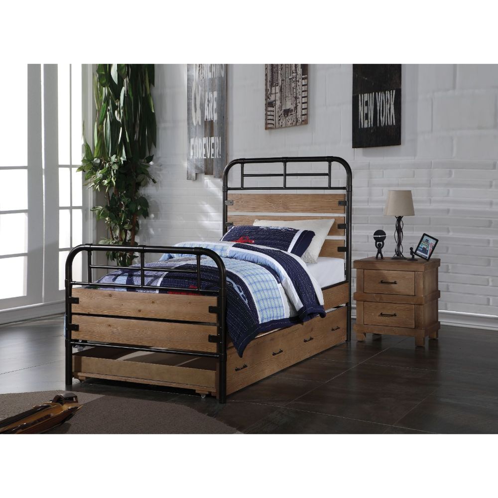 Cama individual Adams de madera maciza para adolescentes