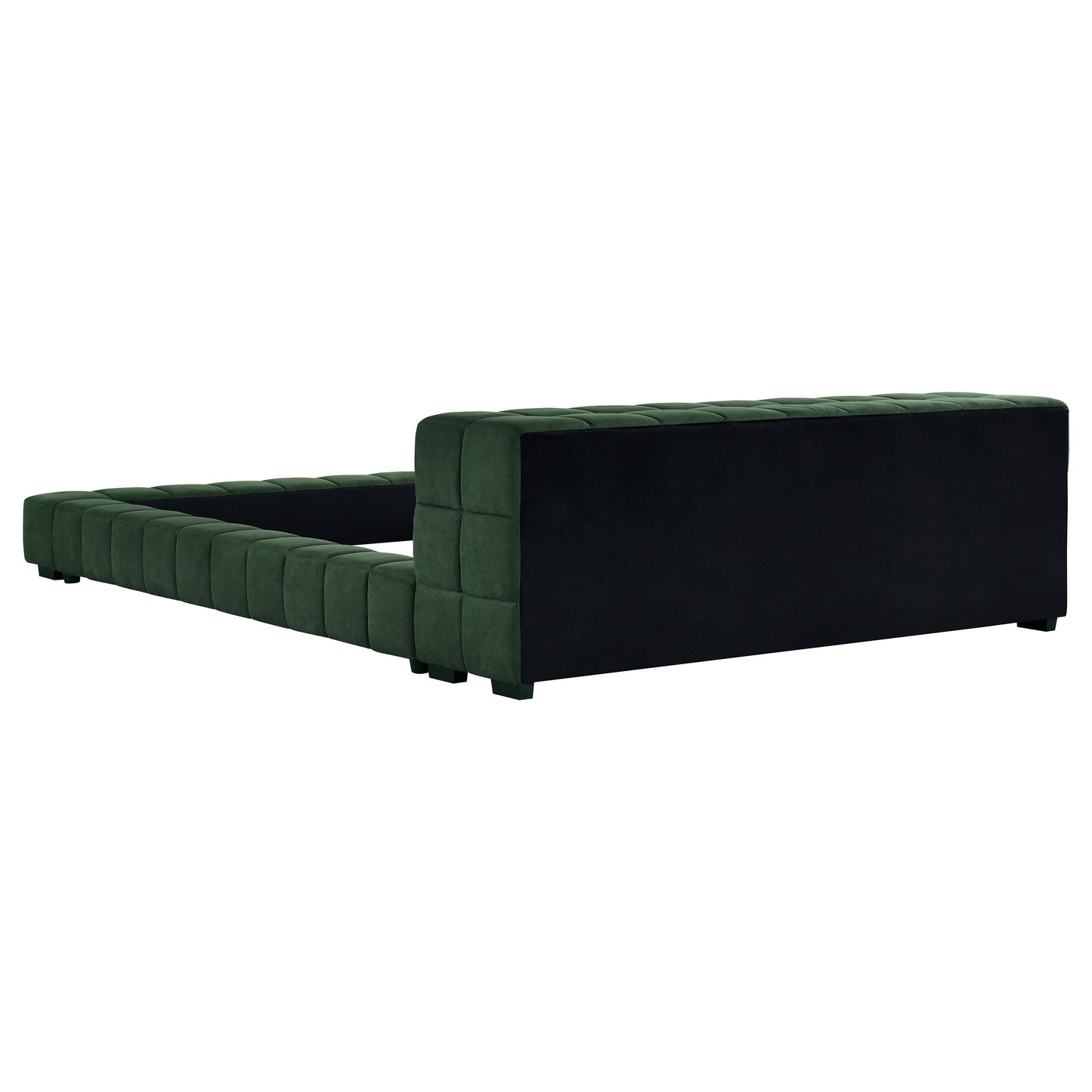 Cama tapizada Trinity Cal King con plataforma verde