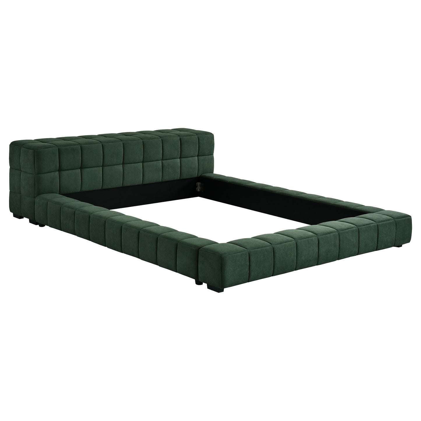 Cama tapizada Trinity Cal King con plataforma verde