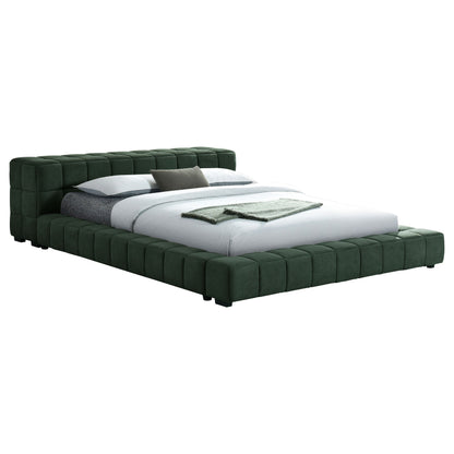 Cama tapizada Trinity Cal King con plataforma verde