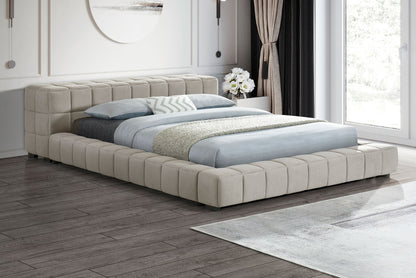 Cama tapizada Trinity Cal King con plataforma verde