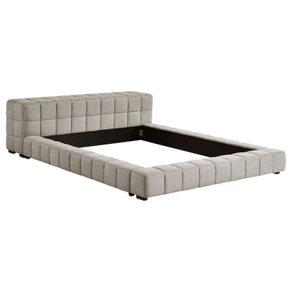 Cama tapizada Trinity Cal King con plataforma verde