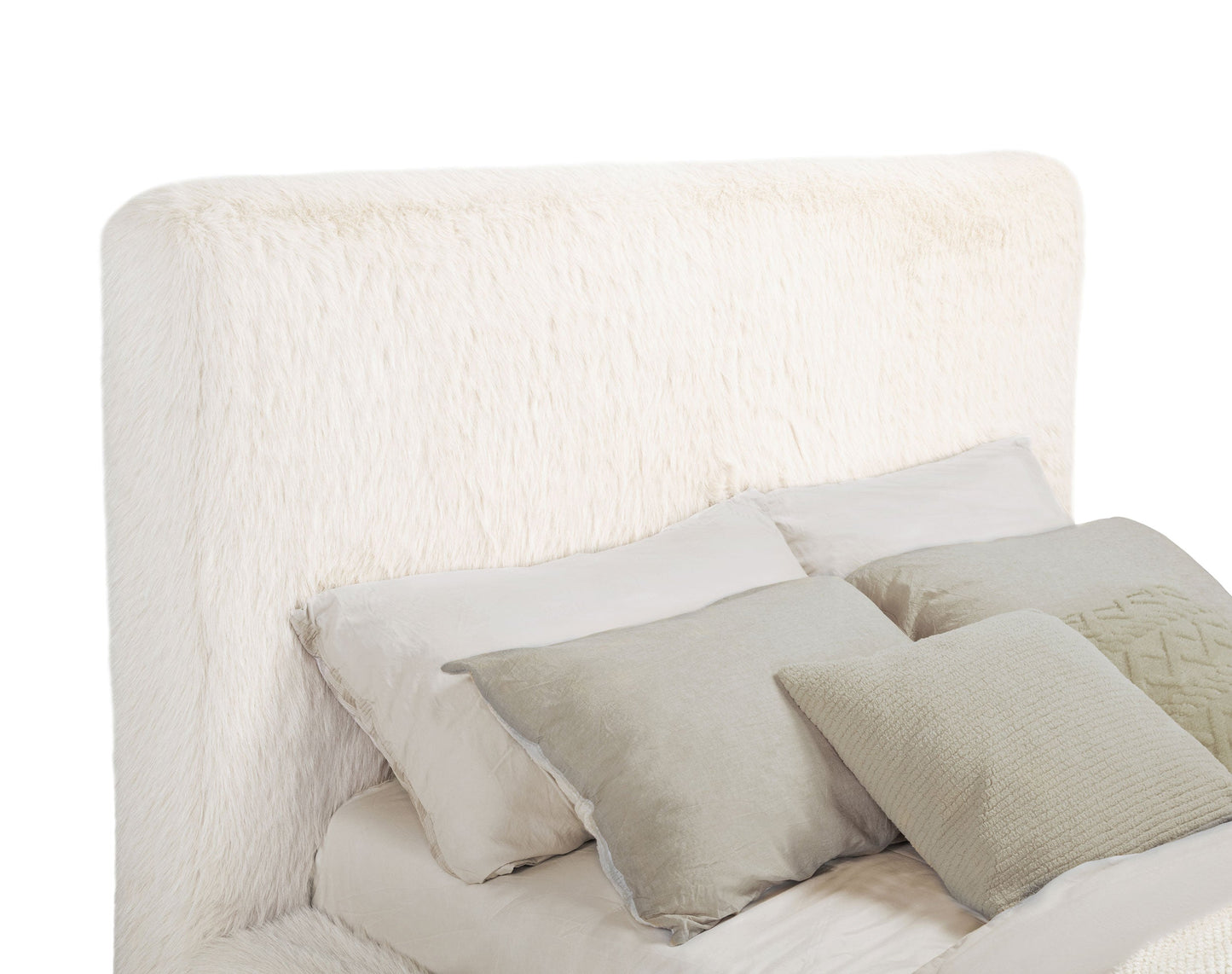 Rebecca Faux Fur Upholstered  Bed Cream