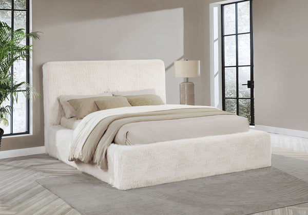 Rebecca Faux Fur Upholstered  Bed Cream