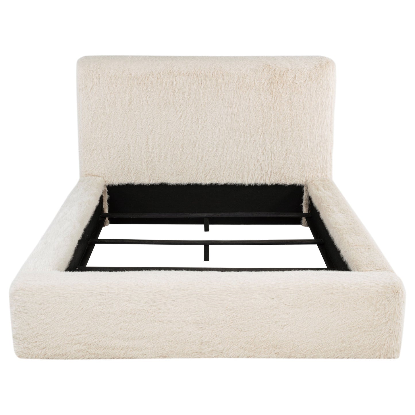 Rebecca Faux Fur Upholstered  Bed Cream
