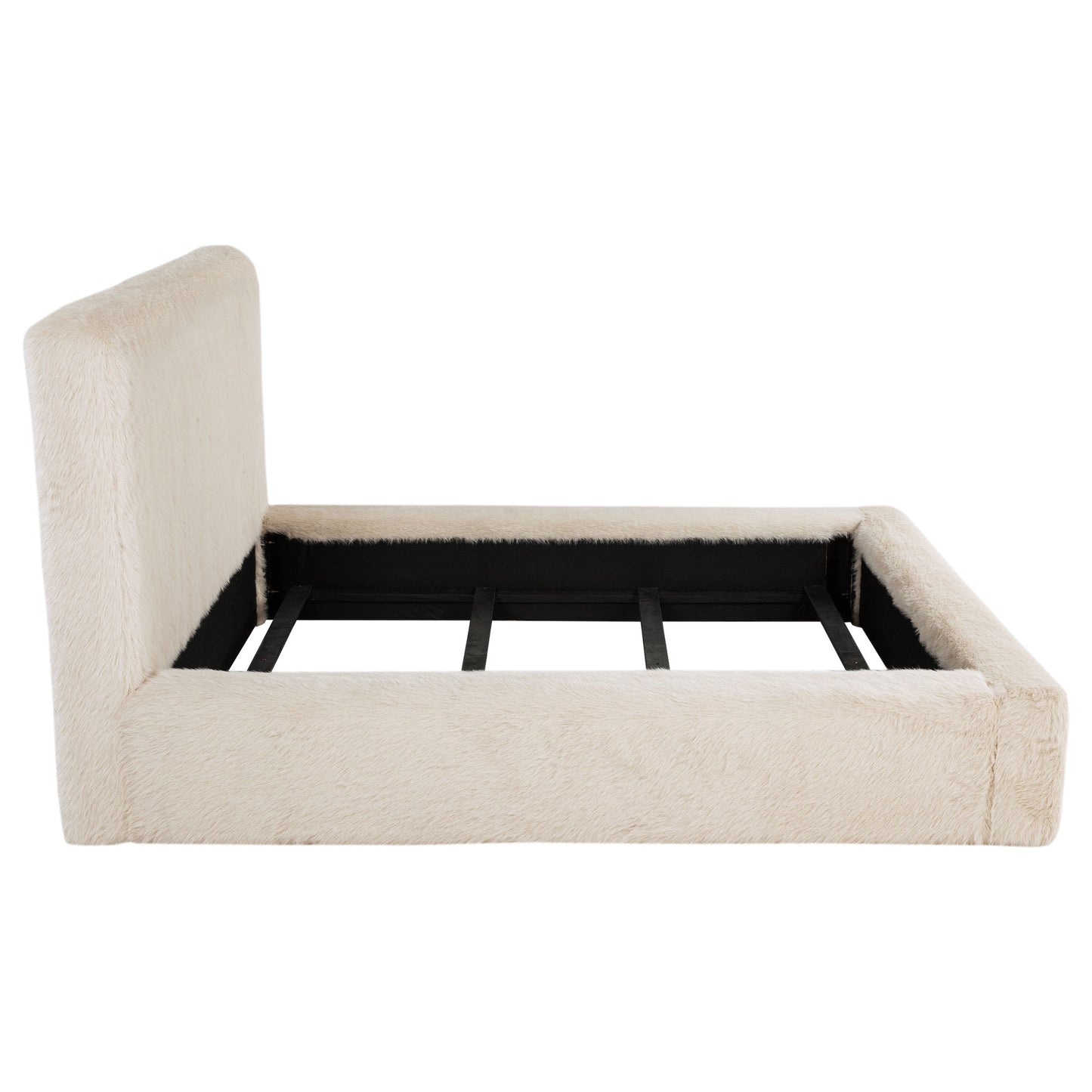 Rebecca Faux Fur Upholstered  Bed Cream