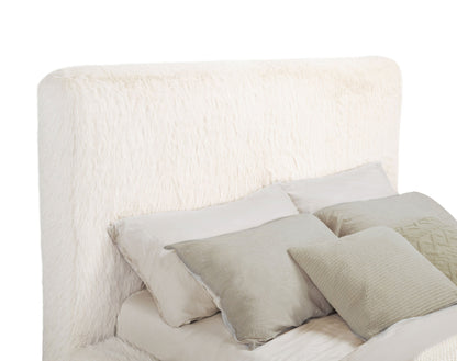 Rebecca Faux Fur Upholstered  Bed Cream