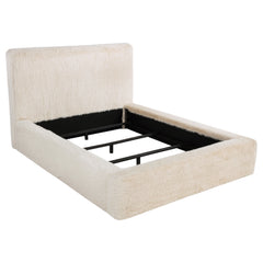 Cama tapizada de piel sintética Rebecca color crema