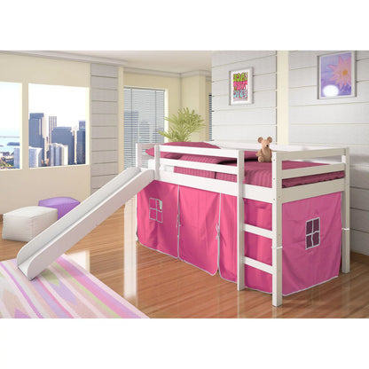 Cama tipo loft doble con tobogán